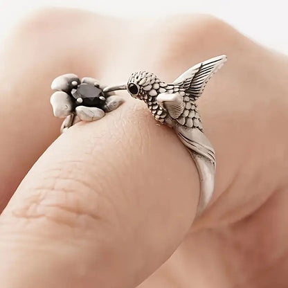 Kolibri und Blume Ring
