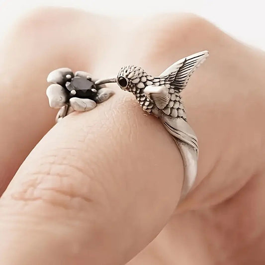 Kolibri und Blume Ring