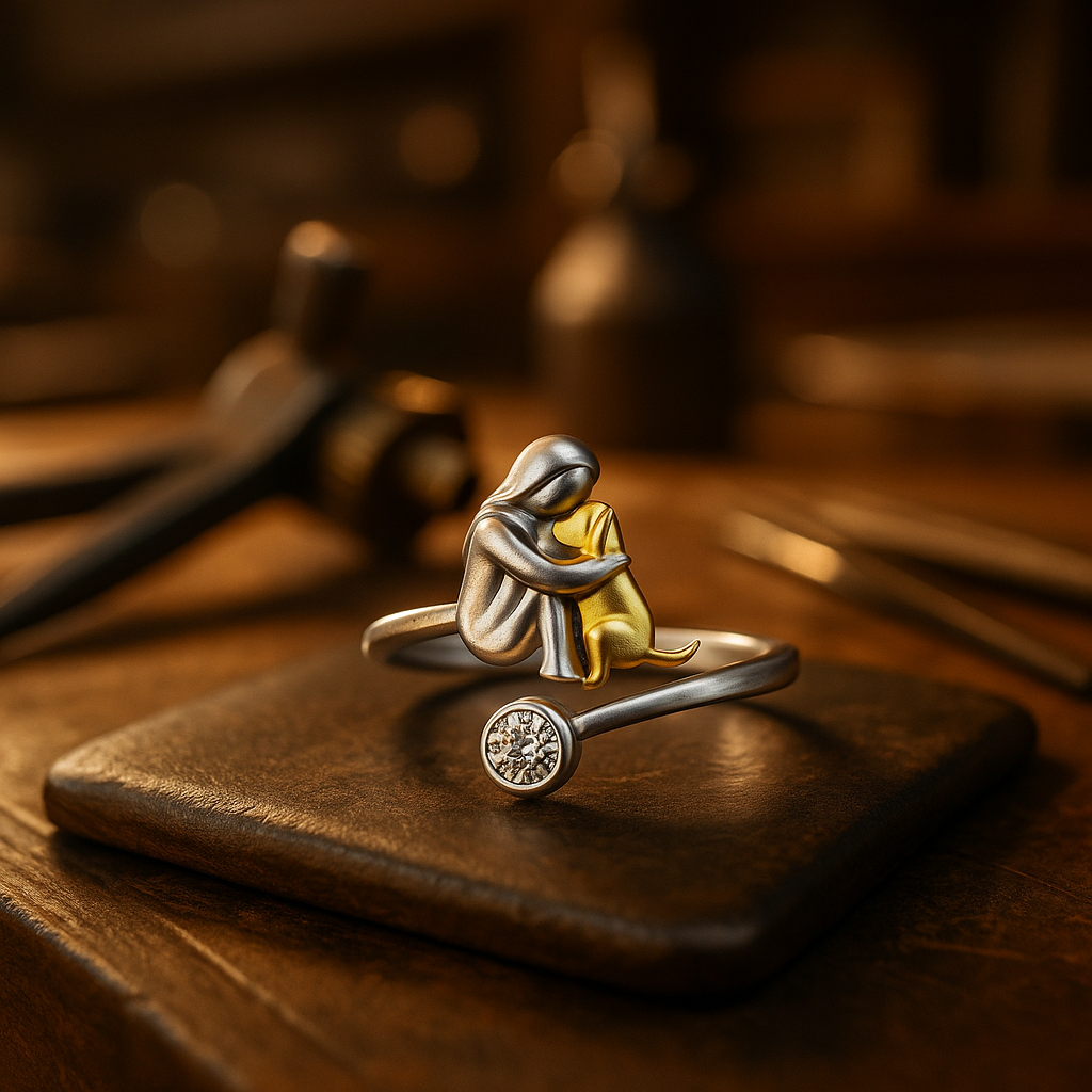 Hund Ring in 925 Sterlingsilber mit Zirkonia