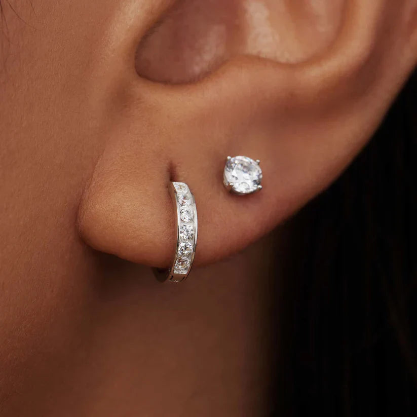 Dara Brillane Stein Ohrringe Set | Weißgold