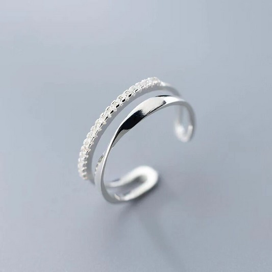 Verstellbarer Zirkonia Ring in Silber