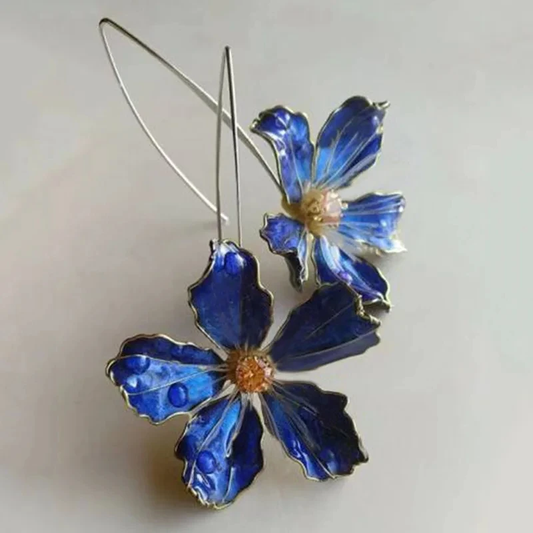 Blaue Blume Vintage Ohrringe