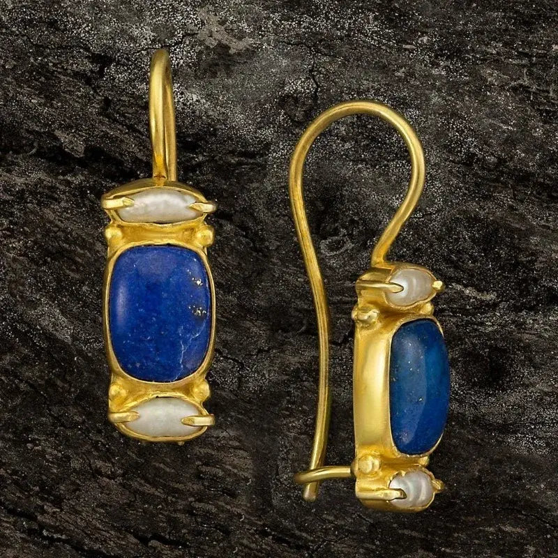 Vintage Ohrringe in Blau und Gold
