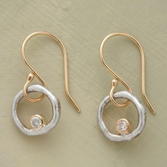 Vintage Gold- und Silber Ohrringe mit Zirkonia