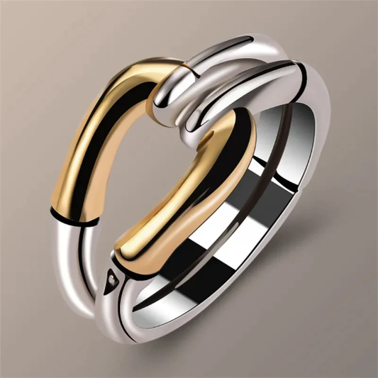 Geknoteter Vintage Ring in Gold und Silber