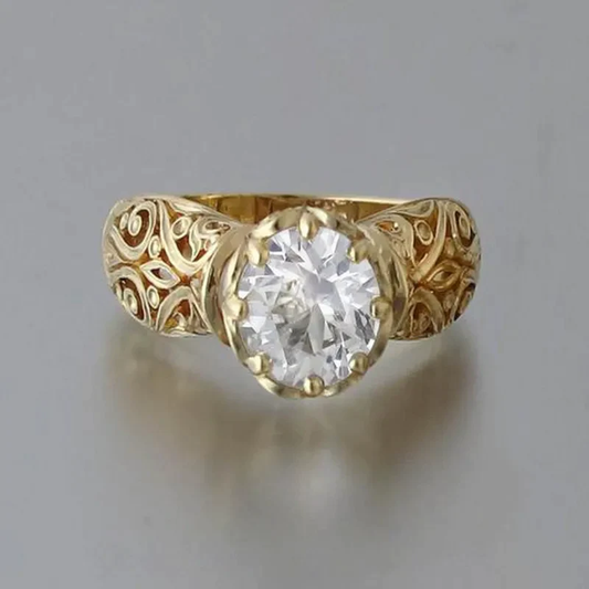 Weißer Kristall Goldener Ring