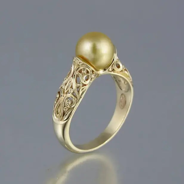Vintage Ring mit goldener Perle