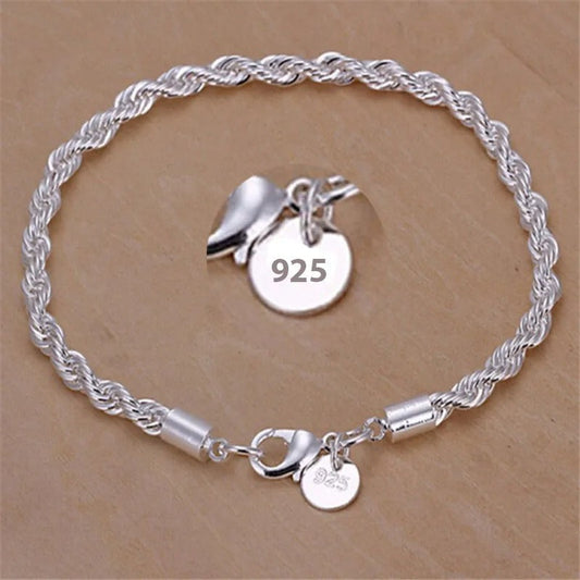 Geflochtenes Seilarmband aus 925 Sterling Silber