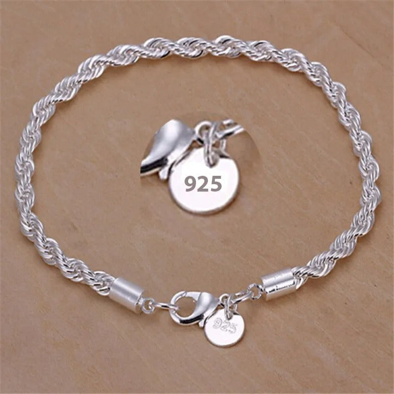 Seilartiges Geflochtenes 925 Silber Armband