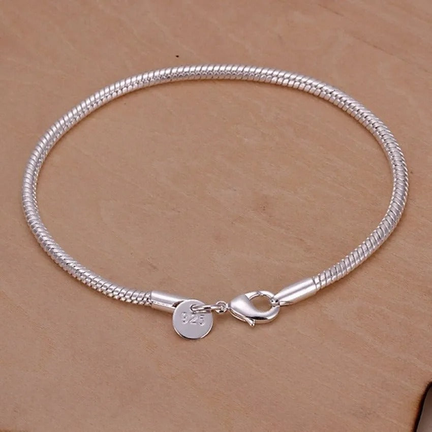 Schlichtes 925 Sterling Silber Armband mit einfachem Kerzenhalter