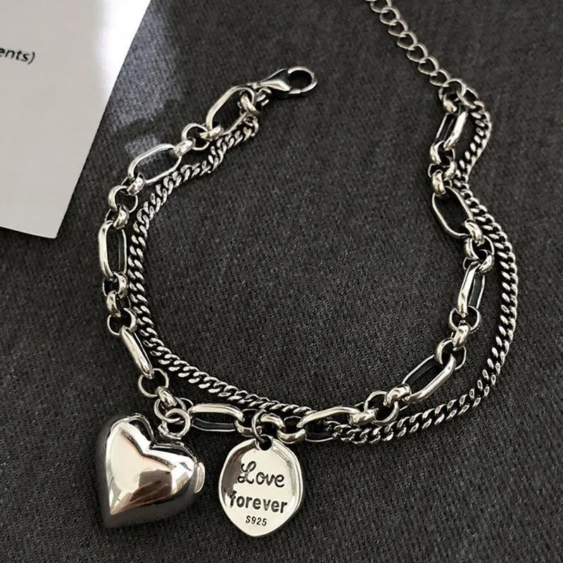 925 Sterling Silber Armband Love forever + 2 Free Charms