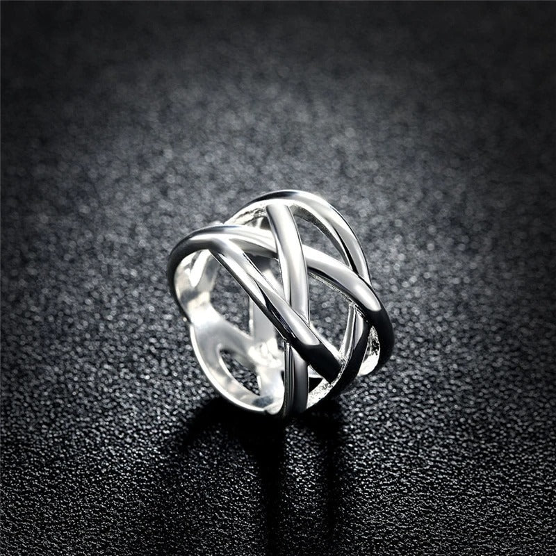 Geflochtener Design-Ring aus 925 Sterling Silber