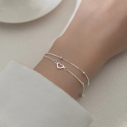 Dünnes 925 Silber Armband mit Herz