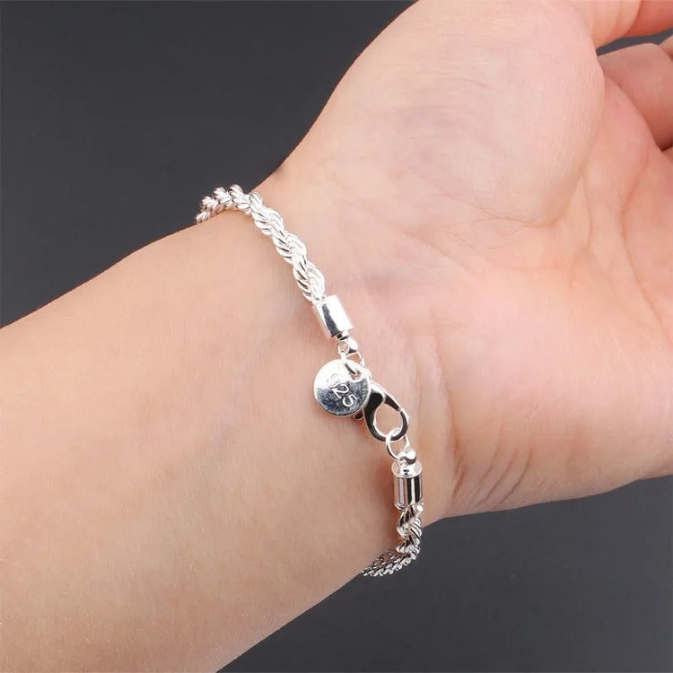 Seilartiges Geflochtenes 925 Silber Armband