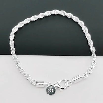 Seilartiges Geflochtenes 925 Silber Armband