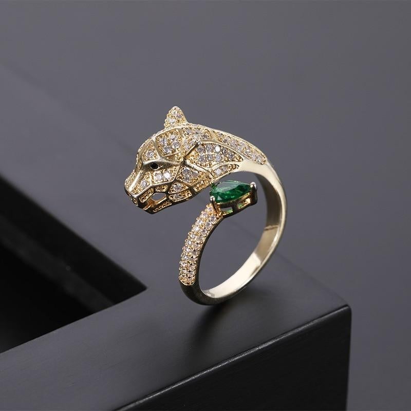 Verstellbarer Leopardenring mit Zirkonia Finish