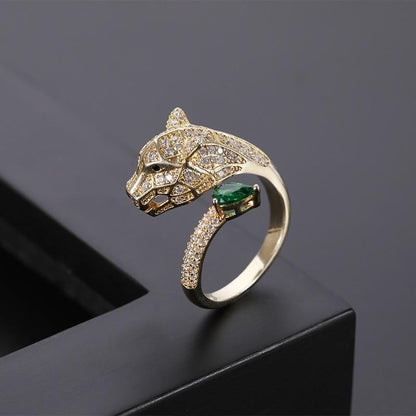 Verstellbarer Leopardenring mit Zirkonia Finish