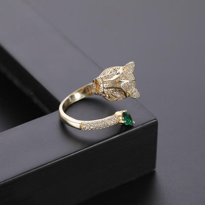 Verstellbarer Leopardenring mit Zirkonia Finish