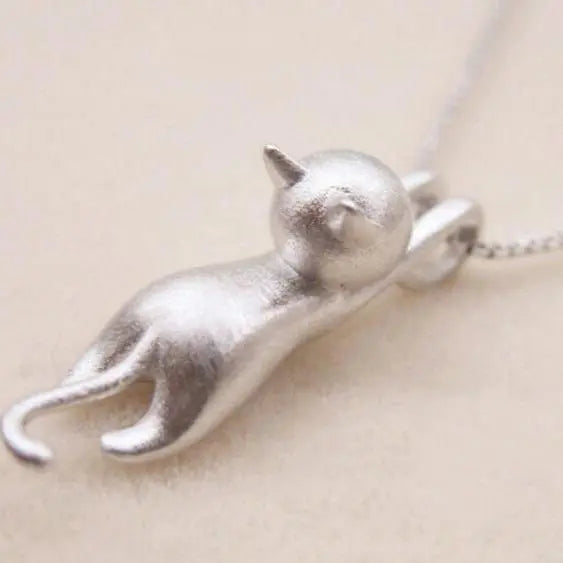 Halskette mit verspieltem Kätzchen aus 925 Sterlingsilber