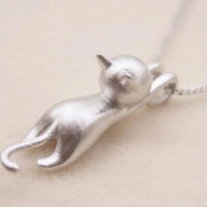 Halskette mit verspieltem Kätzchen aus 925 Sterlingsilber