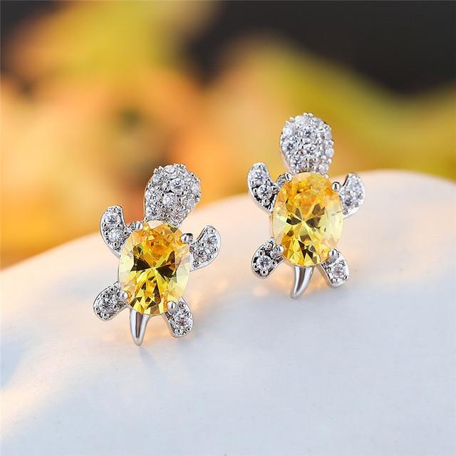 Meeresschildkröten Ohrringe in Zirkonium und Silber