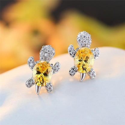 Meeresschildkröten Ohrringe in Zirkonium und Silber