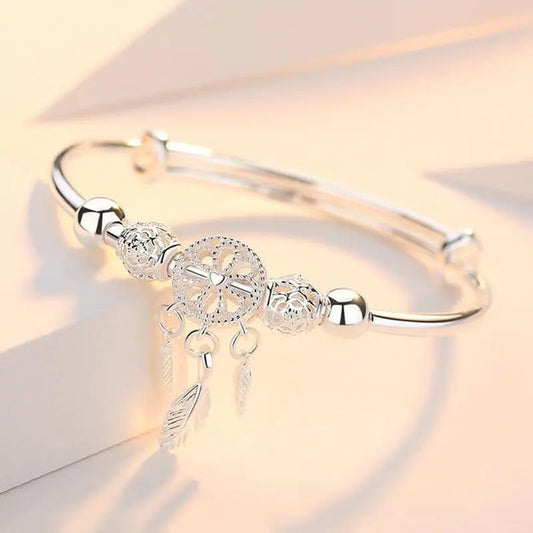 Verstellbares Dreamcatcher-Armband aus 925 Silber