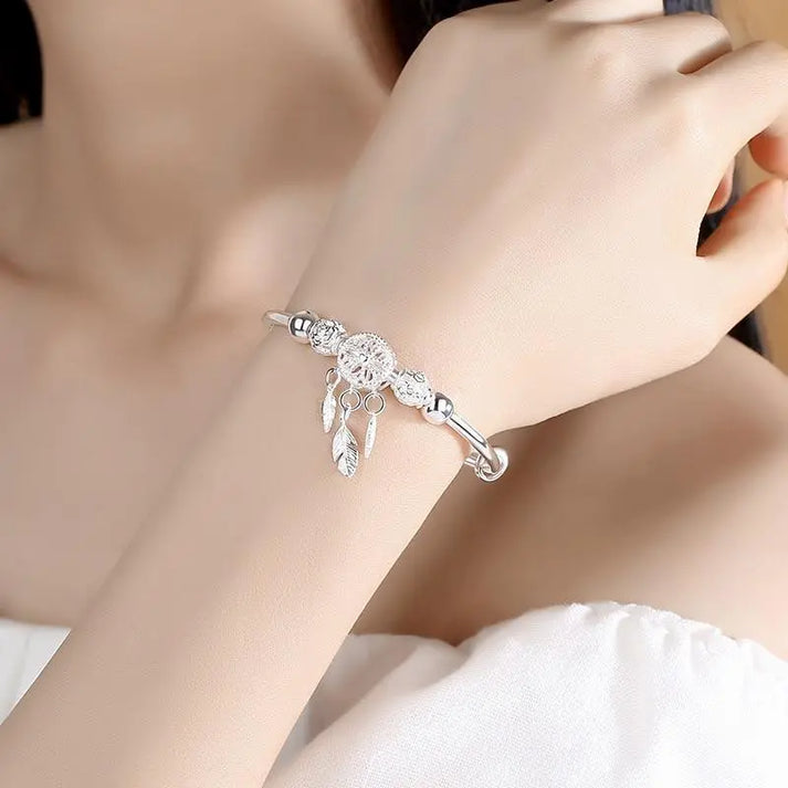Verstellbares Dreamcatcher-Armband aus 925 Silber