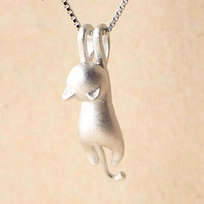 Halskette mit verspieltem Kätzchen aus 925 Sterlingsilber