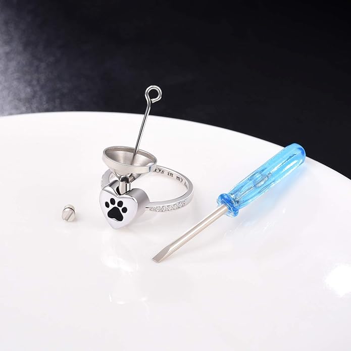 Liebe Herz Pfotenabdruck Urnen Ring